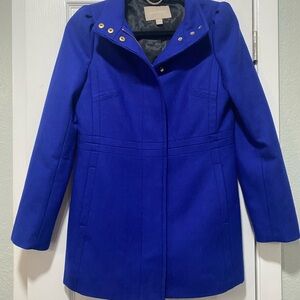 Banana Republic Women's Coat Royal Blue Wool Blend Zip Peacoat Jacket Size XS